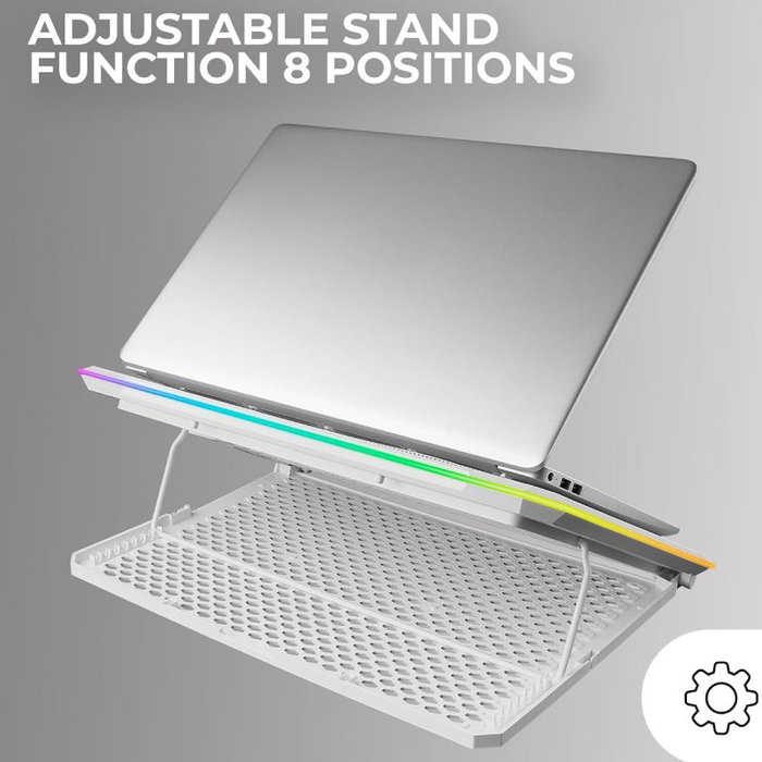 Mars Gaming MNBC13W Base de refrigeración para portátil hasta 17 pulgadas con 13 ventiladores y RGB Blanco